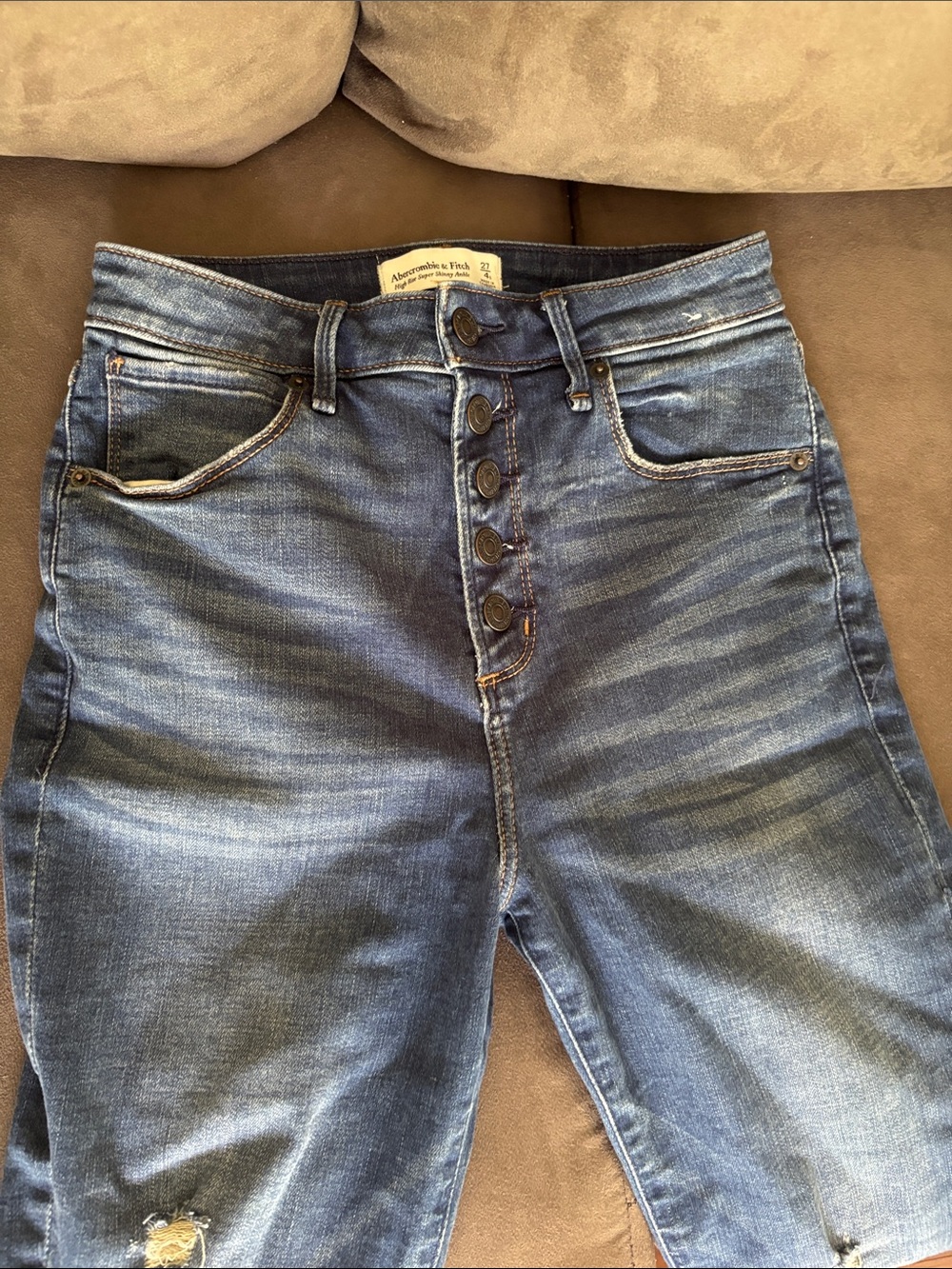 Abercrombie & FitchDistressed Dark Blue Skinny Ankle Jeans